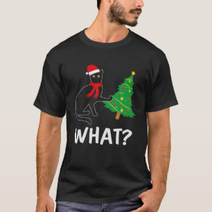 T-shirt Funky Chat Noir Arbre de Noël sur Chat Quoi