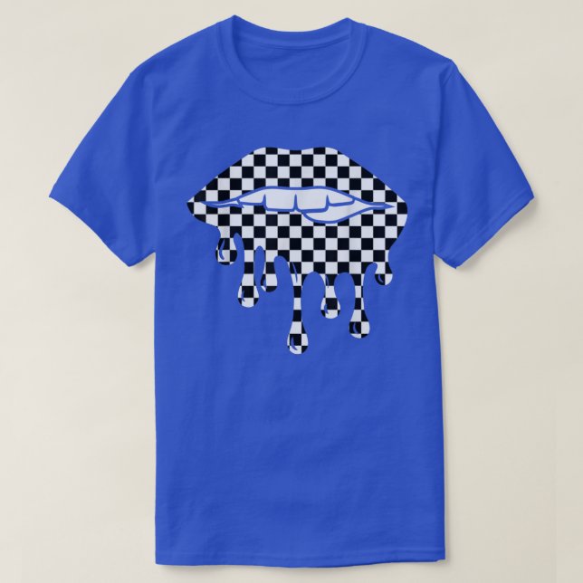 T-shirt Funky Checkerboard Black White Lip Femmes (Design devant)