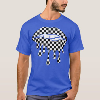 T-shirt Funky Checkerboard Black White Lip Femmes