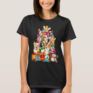 T-shirt Funky Corgi Noël Lumières Chien Chien Chien Chien