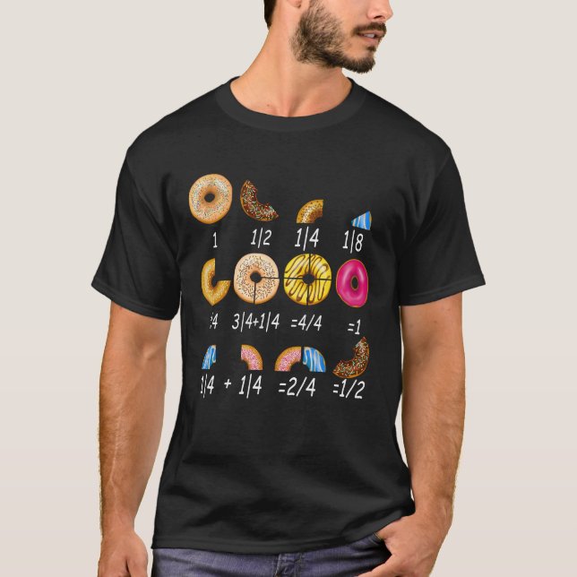 T-shirt Funky Donut Math Fractions Enseignant Retour À L'É (Devant)