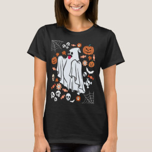 T-shirt Funky Floral Crâne Fantôme mignon Halloween Citrou