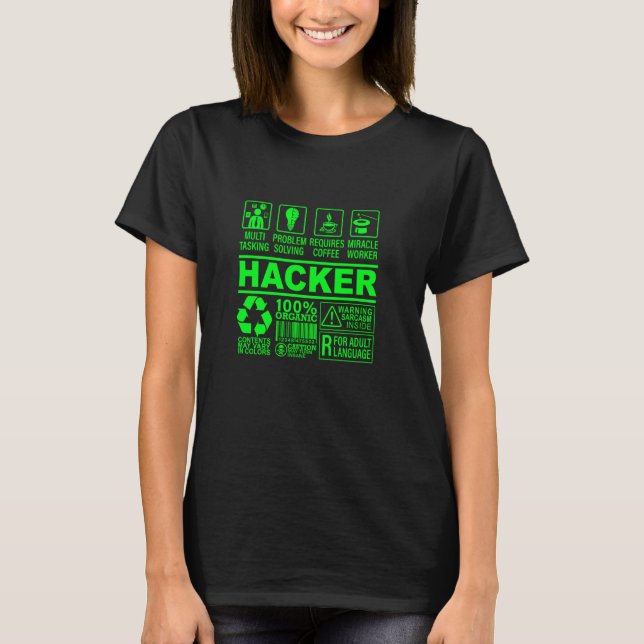 T-shirt Funky Hacker Composition organique Il Hacking Nerd (Devant)