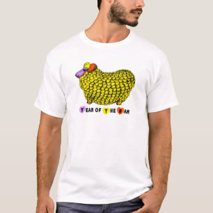 T-shirt Funky Jaune Bélier Chinois Nouvel An Zodiac M Blan