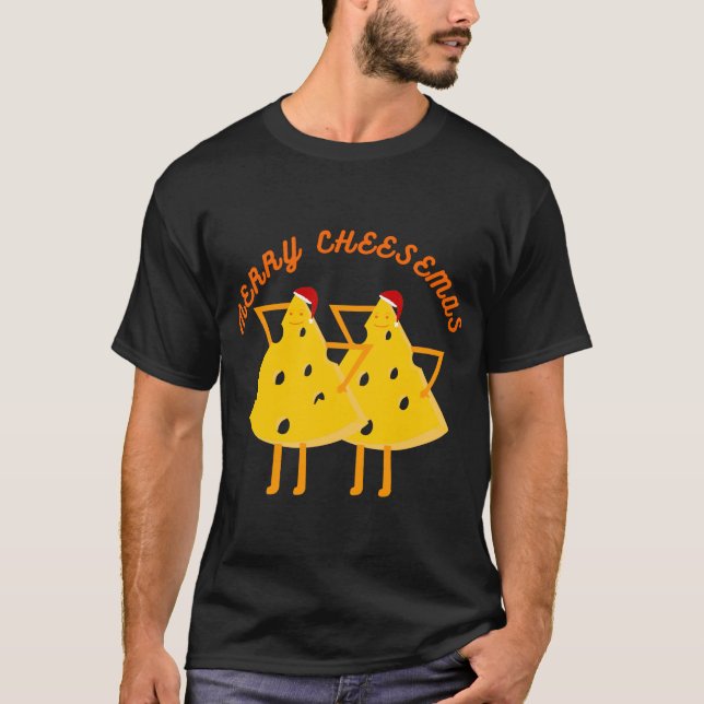 T-shirt Funky Joyeux Cheesemas Joyeux Jaune avec Casquette (Devant)