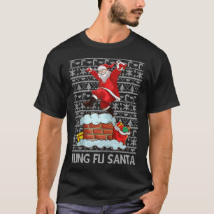 T-shirt Funky Kung Fu Santa Claus Chimney Laid Noël S