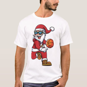 T-shirt Funky Modern Basketball Père Noël Noël