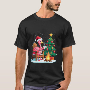 T-shirt Funky Noël Flamant rose Père Noël Lights Winter Me