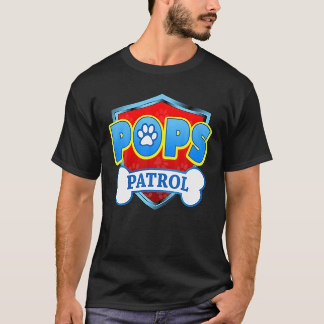 T-shirt Funky POPS Patrol - Chien Maman, Papa Pour Hommes  (Devant)