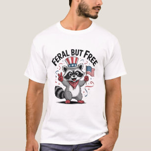 T-shirt Funky Raccoon Feral Mais Libre Le 4 Juillet