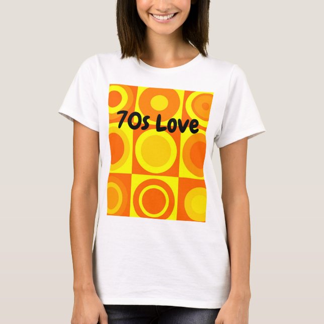 T-shirt Funky Retro Orange Yellow Circles Carré (Devant)
