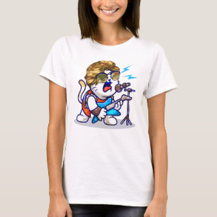 T-shirt Funky Rockstar Cat - Musique Cool Lover Kitty