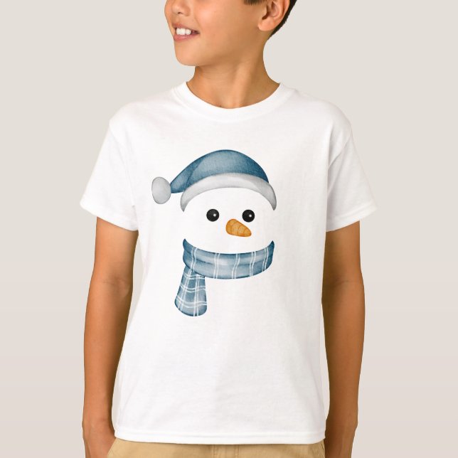 T-shirt Funky Snowman Face heureux Joyeux Noël Famille (Devant)
