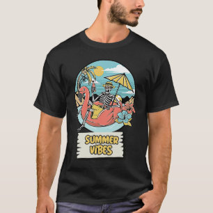 T-shirt Funky Summer Vibes Hawaii Skeleton Holiday Beach S