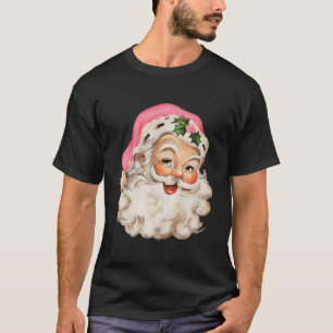 T-shirt Funky Vintage Pink Santa Claus Pink Christmas Desi