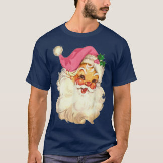 T-shirt Funky Vintage Pink Santa Claus Pink Christmas Desi