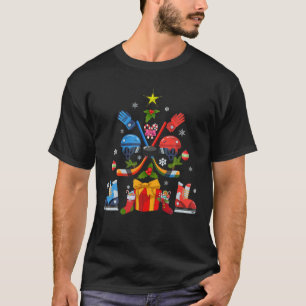 T-shirt Funky Xmas Boys Ice Hockey Arbre de Noël