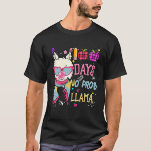 T-shirt Funny 100 Days Of School No Prob Llama Wearing Sca