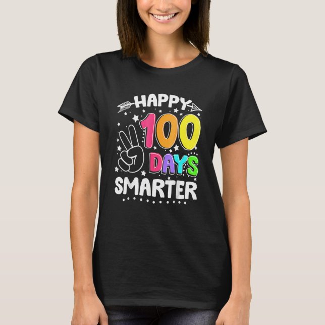 T-shirt Funny 100 Days Smarter Happy 100th Day Of School S (Devant)