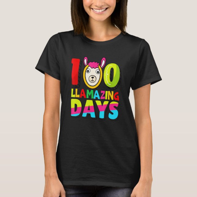 T-shirt Funny 100 Llamazing Days Llama Teacher 100th Day O (Devant)