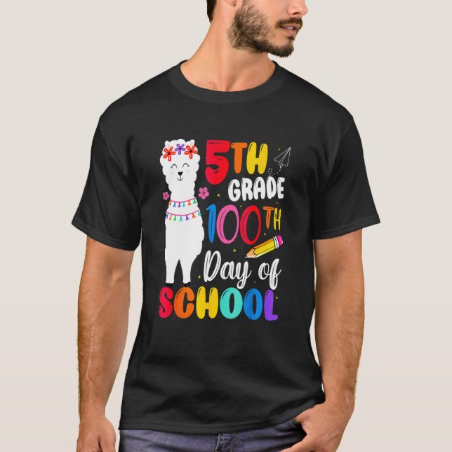 T-shirt Funny 100th Day Of School No Prob Llama Happy 100t (Devant)