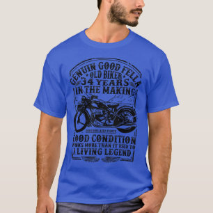 T-shirt Funny 34 Years Old Biker Retro Style Classic Motor