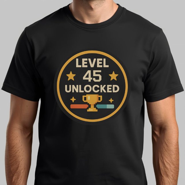 T-shirt Funny 45th Birthday Gaming Tee Lvel 45 déverrouill (Créateur téléchargé)