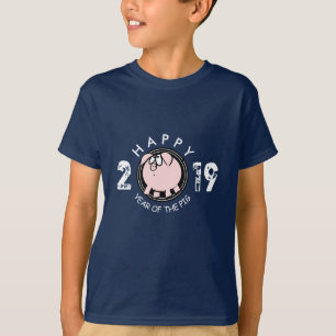 T-shirt Funny 4 Cartoon Pig Année personnalisée 2019 Kids 