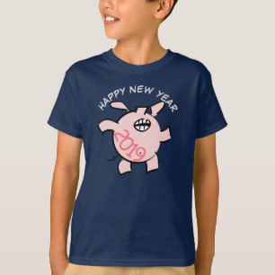 T-shirt Funny 5 Dessin Illustration Cochon Année 2019 Enfa