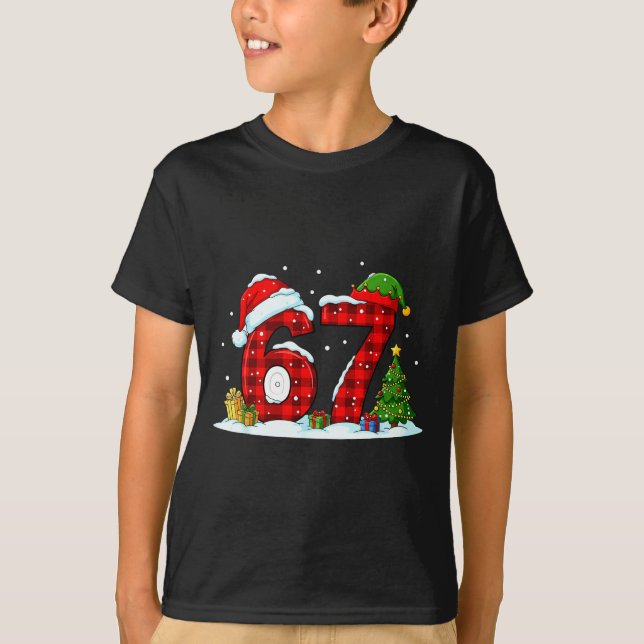 T-shirt Funny 67 Meme Six Seven Christmas Buffalo Red Plai (Devant)