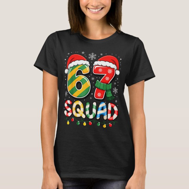 T-shirt Funny 67 Squad Candy Cane Santa Hat Christmas Men  (Devant)