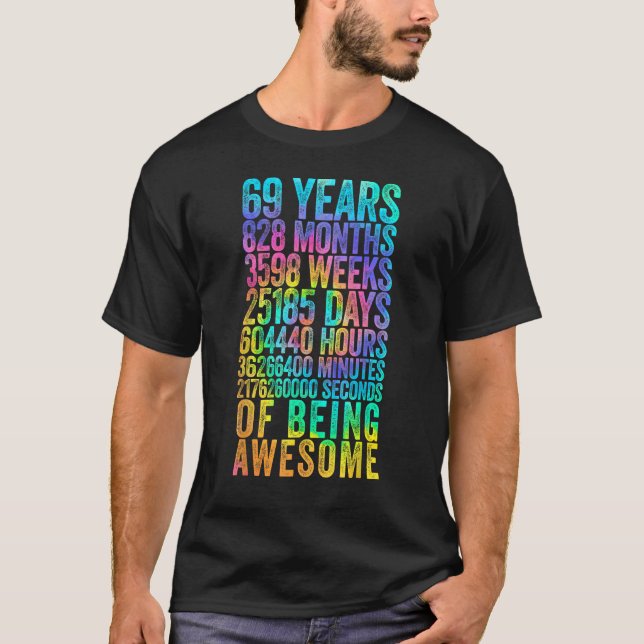 T-shirt Funny 69e Anniversaire Chemise Vieux Mètre Funny 6 (Devant)