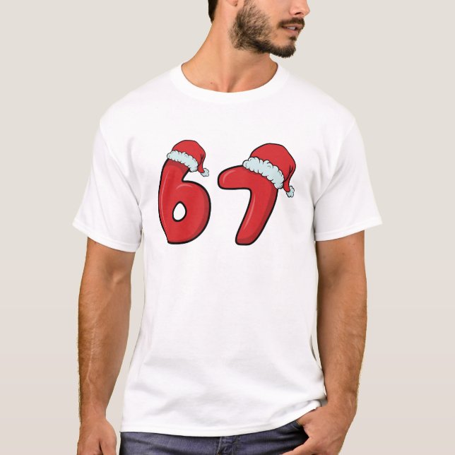 T-shirt Funny 6 7 Santa Hat Christmas  (Devant)