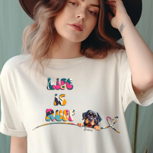 T-shirt Funny 70's Colorful Retro Rottweiler Nom personnal