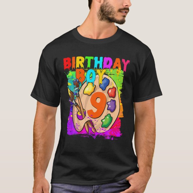 T-shirt Funny 9E Anniversaire Boy Art Peinture B Jour 9 An (Devant)