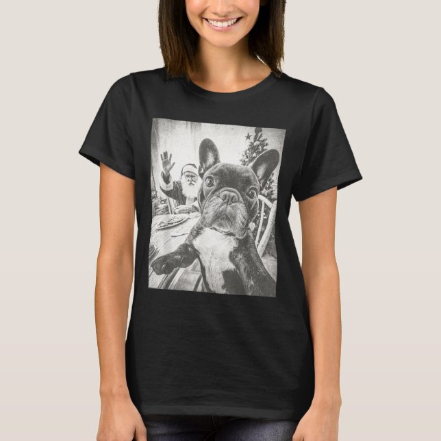 T-shirt Funny Ai French Bulldog Selfie With Santa Claus Ch (Devant)
