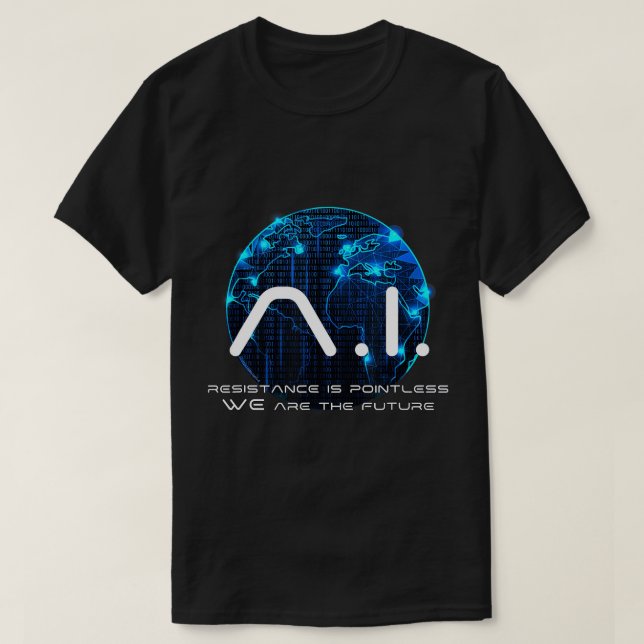 T-shirt Funny AI Singularité Conspiration Théorie Machine  (Design devant)