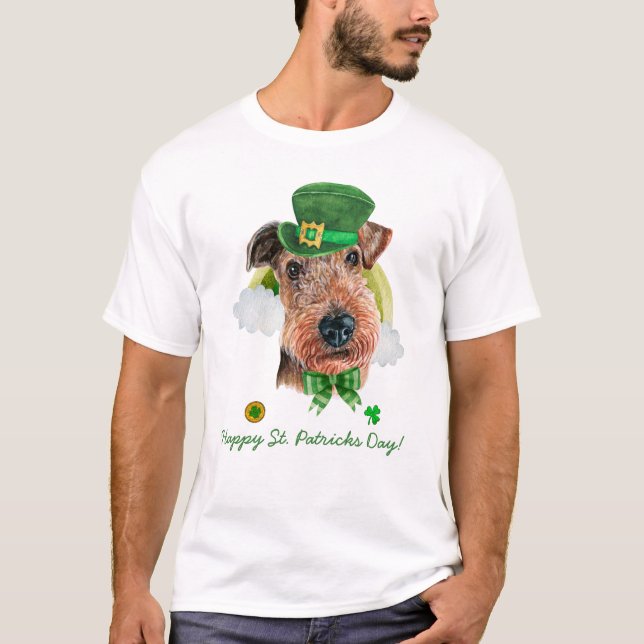 T-shirt Funny Airedale Terrier Gold St. Patricks Day (Devant)
