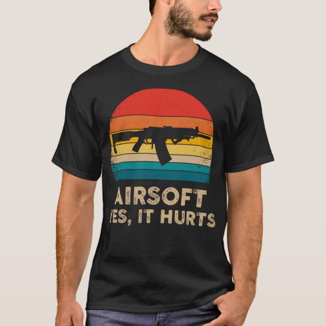 T-shirt Funny Airsoft - Airsoft Oui, il fait mal - Retro (Devant)