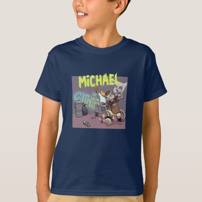 T-shirt Funny Alley Cats Add Your Name Skateboard Graffiti (Devant)