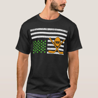 T-shirt Funny American Flag Irish Hockey St. Patrick's Day