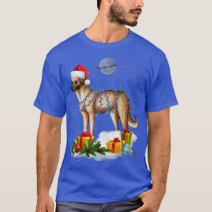 T-shirt Funny Anatolian Sheperd Dog Christmas Lights Sant