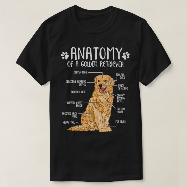 T-shirt Funny Anatomy Golden Retriever Amoureux des chiens (Design devant)