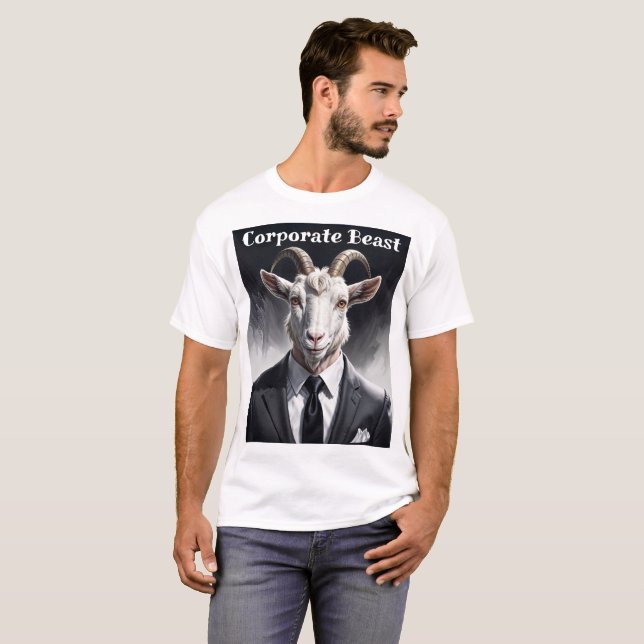 T-shirt Funny animal boss surreal suited goat character (Devant entier)