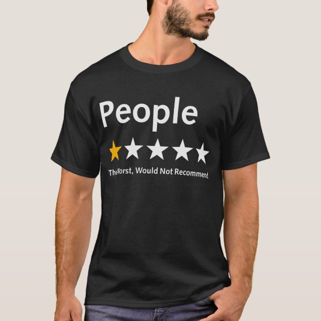 T-shirt Funny Anti-Social Review 1 Étoile Personnes Notant (Devant)