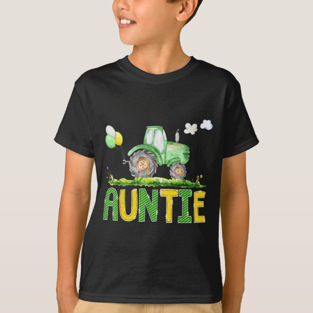 T-shirt Funny Auntie Birthday Boy Tractor Farm Truck Match (Devant)