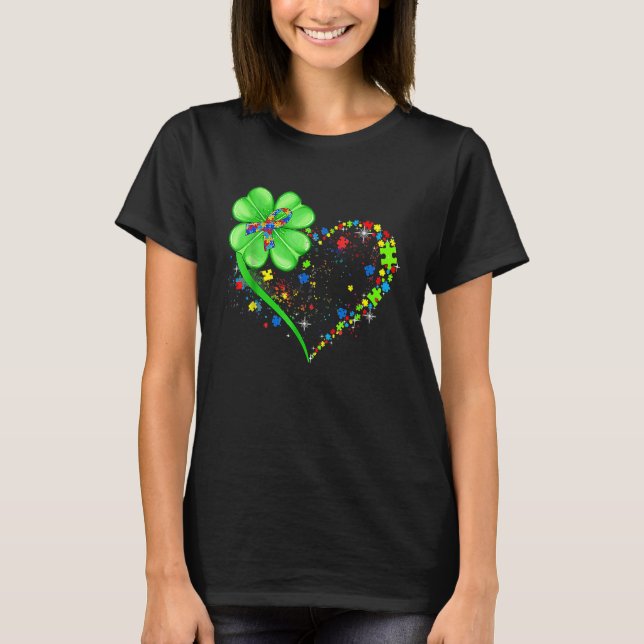 T-shirt Funny Autism Awareness St Patricks Day Clover Auti (Devant)