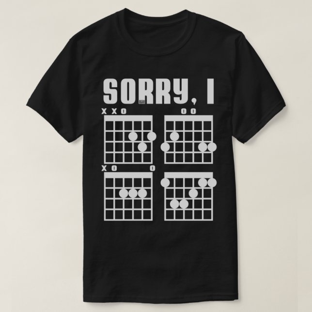 T-shirt Funny Awesome Hidden Message Sorry, I DGAF Guitar  (Design devant)