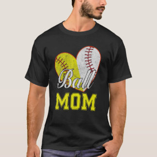 T-shirt Funny Ball Maman Softball De Baseball Cadeaux Pour