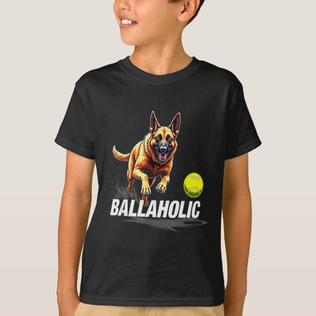 T-shirt Funny Ballaholic Belgian Shepherd Dog Chasing Mali (Devant)